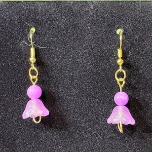 Purple Glass Flower Earrings